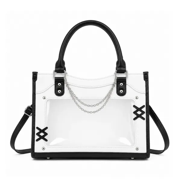 White and Black Ita Bag Crossbody – Clear Window Display