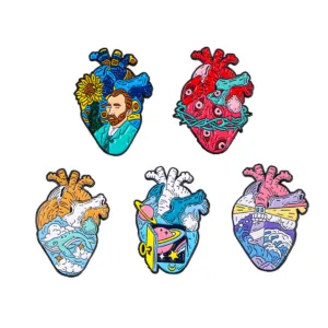 Anatomical Heart Enamel Pin Set – 5 Artistic Designs