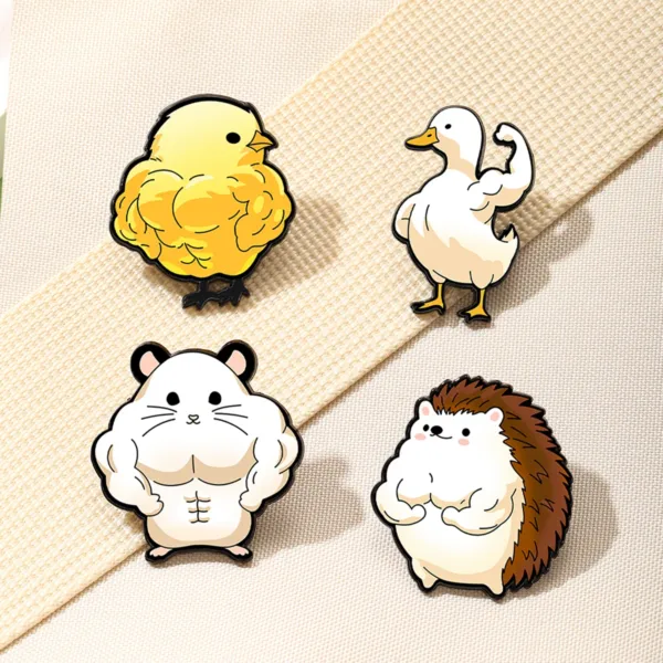 Animal Enamel Pins on Textured Canvas