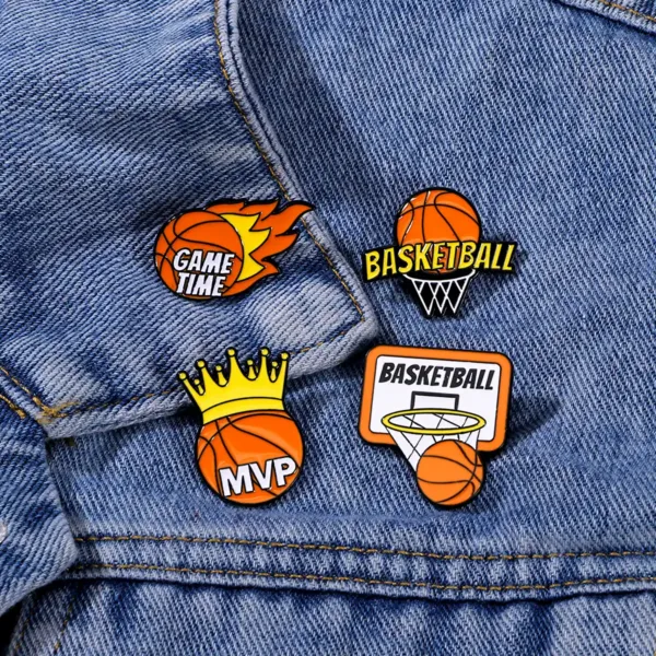 Basketball Pins on Denim Jacket Basketball Pins on Denim Jacket