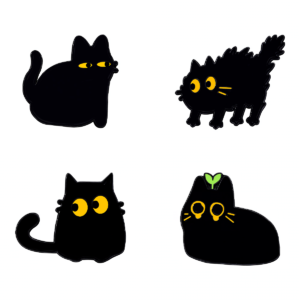Black Cat Enamel Pin Set – Main Product Image