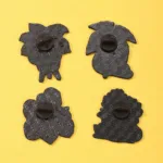 Back View of Black Cat Enamel Pins with Rubber Clutches