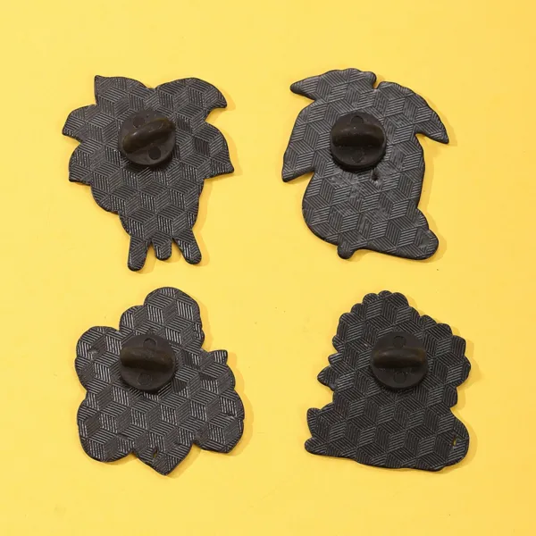 Back View of Black Cat Enamel Pins with Rubber Clutches