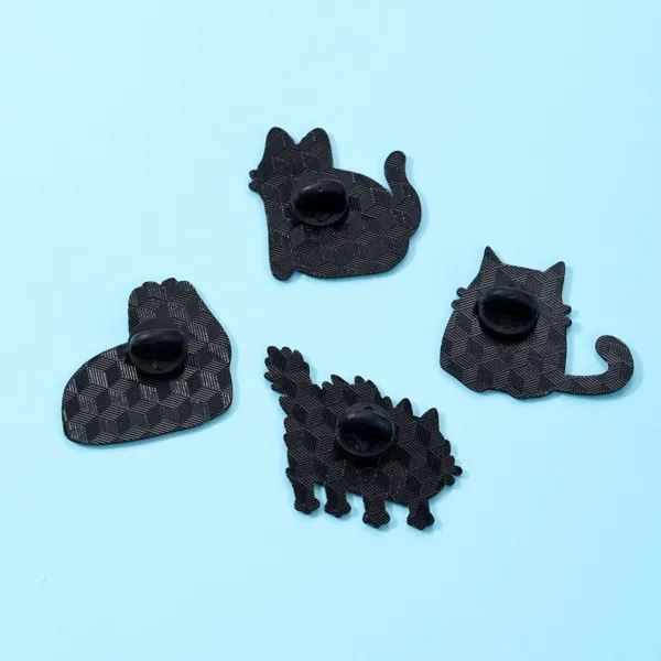 Black Cat Enamel Pins – Back View with Clutches Black Cat Enamel Pins – Back View with Clutches