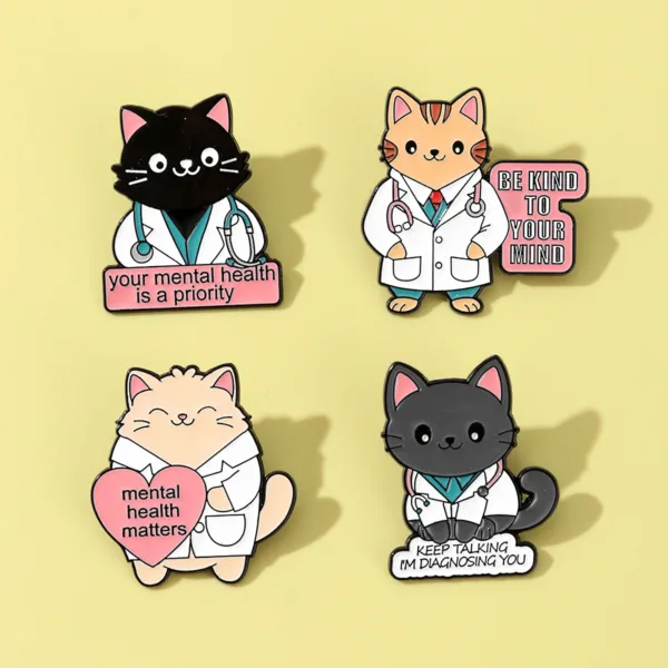Cat Doctor Enamel Pins Studio Shot Cat Doctor Enamel Pins Studio Shot