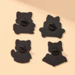 Back View of Cat Enamel Pins with Rubber Clutches