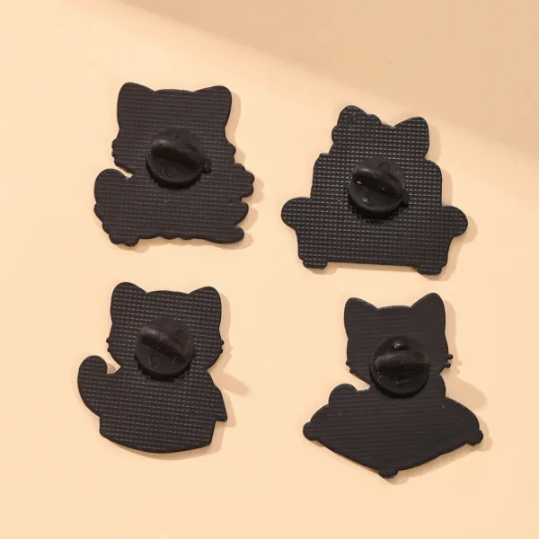 Back View of Cat Enamel Pins with Rubber Clutches