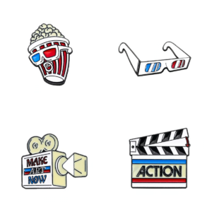 Cinema Enamel Pin Set – Four Movie Themed Pins