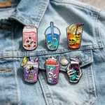 Cocktail Enamel Pins on Denim Jacket Cocktail Enamel Pins on Denim Jacket