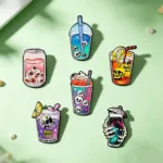 Cocktail Enamel Pin Set Flat Lay Cocktail Enamel Pin Set Flat Lay