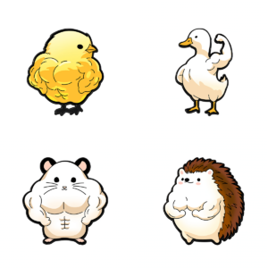 Set of Four Funny Muscular Animal Enamel Pins Set of Four Funny Muscular Animal Enamel Pins