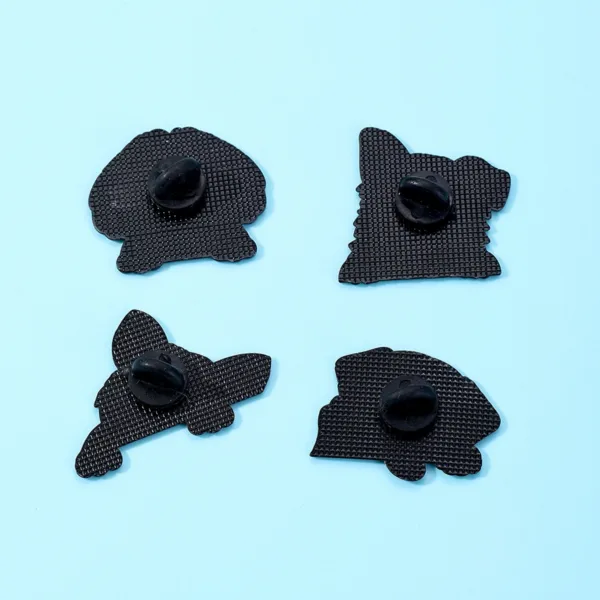 Back View of Dog Enamel Pins with Rubber Clutches Back View of Dog Enamel Pins with Rubber Clutches