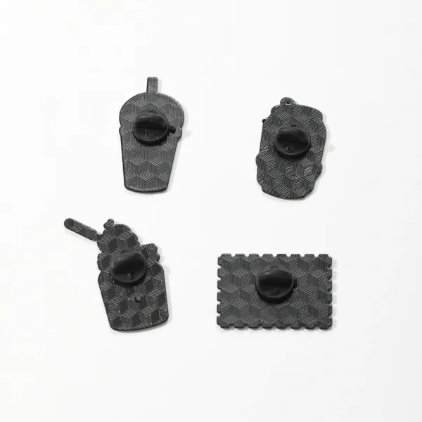 Enamel Pin Back Views – Rubber Clutch Closures Enamel Pin Back Views – Rubber Clutch Closures