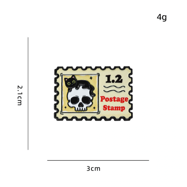 Enamel Pin Postage Stamp Design – Cat Skull Stamp Enamel Pin Postage Stamp Design – Cat Skull Stamp