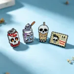 Enamel Pin Set – Four Skull Drink and Stamp Designs Enamel Pin Set – Four Skull Drink and Stamp Designs