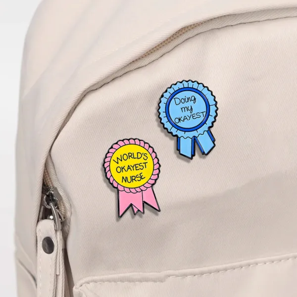 Enamel Pin Set on Backpack Enamel Pin Set on Backpack