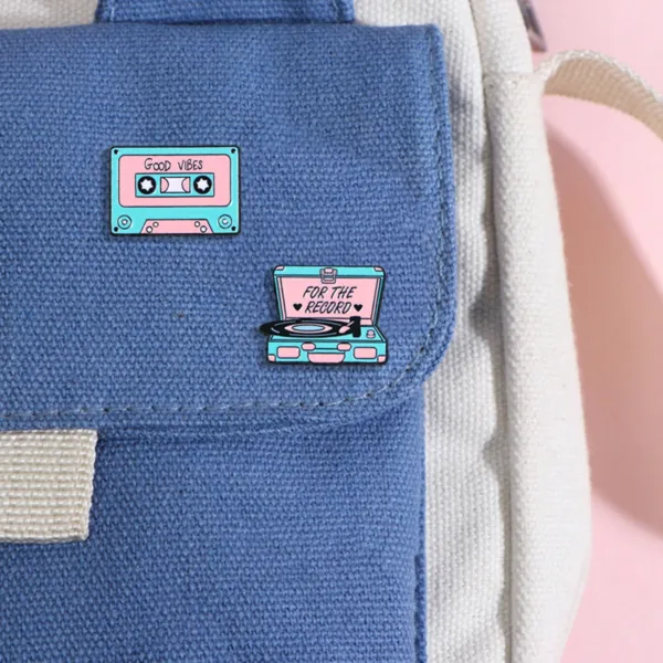 Enamel Pins on Canvas Bag Enamel Pins on Canvas Bag