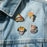 Enamel Pins Attached to Denim Jacket Enamel Pins Attached to Denim Jacket