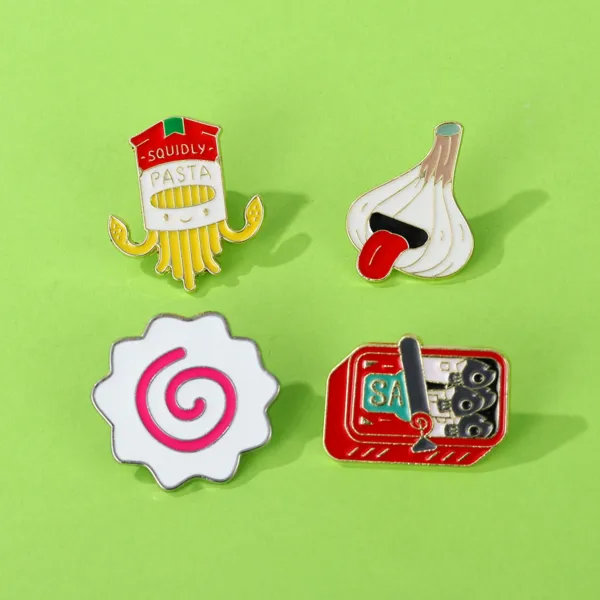 Lifestyle shot of pins on a pink background showing variety