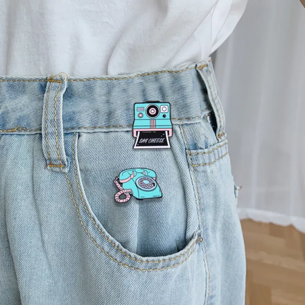 Enamel Pins on Denim Jeans Enamel Pins on Denim Jeans