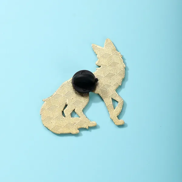 Back View of Fox Enamel Pin with Rubber Clutch