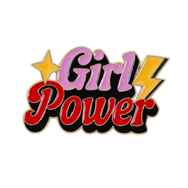 Girl Power Enamel Pin - Lightning Bolt Design Girl Power Enamel Pin Lightning Bolt Design