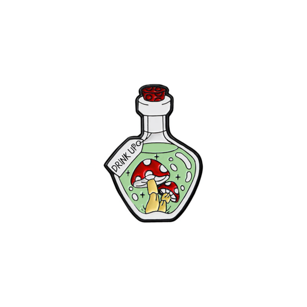 Green mushroom potion enamel pin