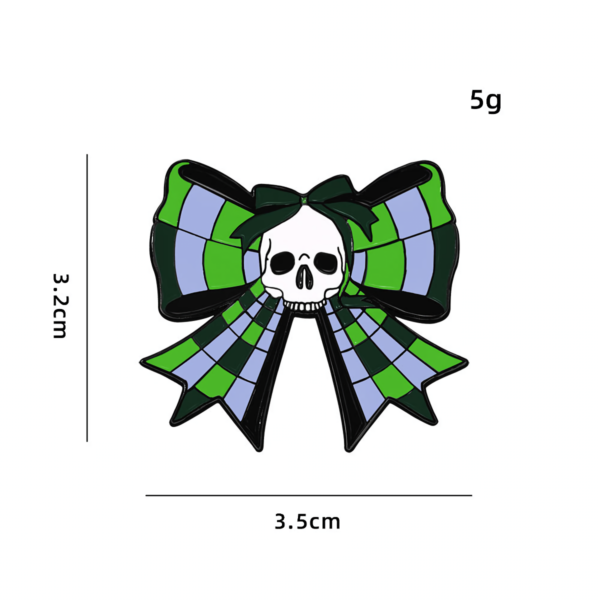 Green Purple Skull Bow Enamel Pin Green Purple Skull Bow Enamel Pin