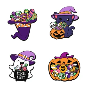 Halloween Enamel Pin Set – Four Trick or Treat Brooches Halloween Enamel Pin Set – Four Trick or Treat Brooches