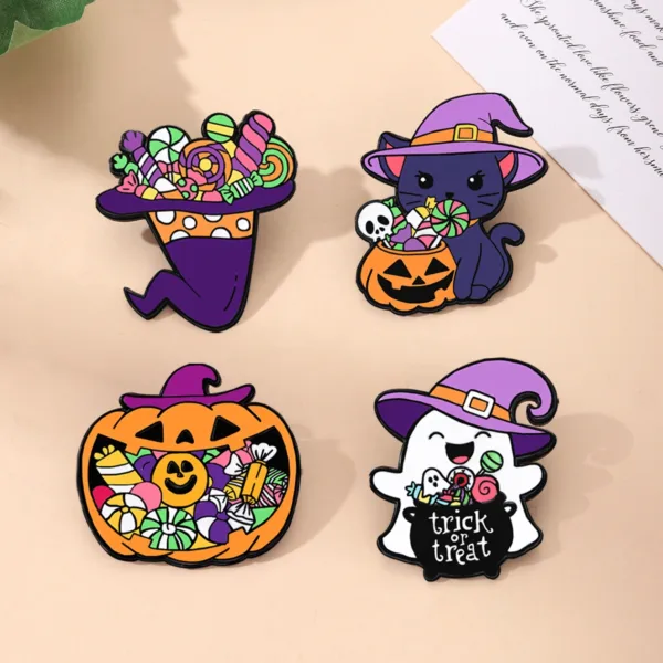 Halloween Enamel Pins Lifestyle Arrangement Halloween Enamel Pins Lifestyle Arrangement