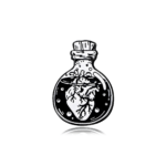 Heart Bottle Enamel Pin – Anatomical Heart in a Jar