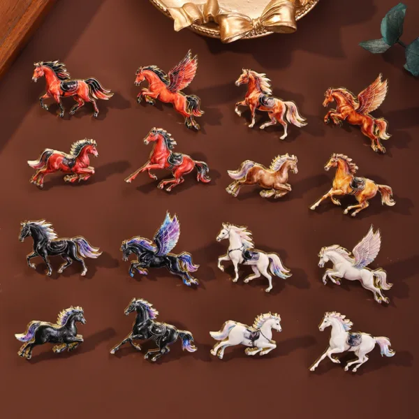 Horse Enamel Pin Close-Up Horse Enamel Pin Close Up