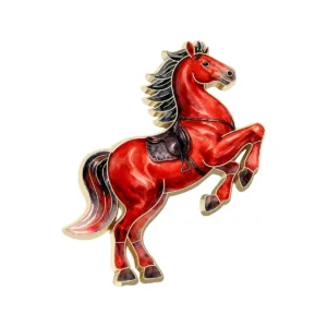 Red Rearing Horse Enamel Pin - Main Product View Red Rearing Horse Enamel Pin Main Product View