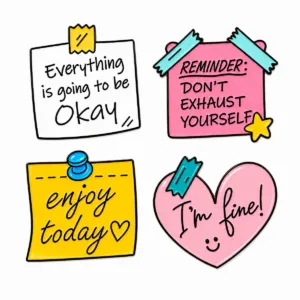 Inspirational Enamel Pins Set 4 Sticky Note Designs