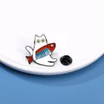 Fish Cat Enamel Pin