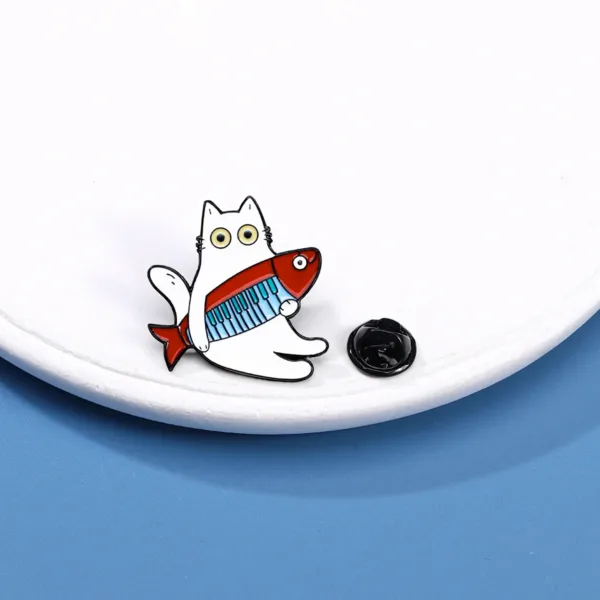 Fish Cat Enamel Pin