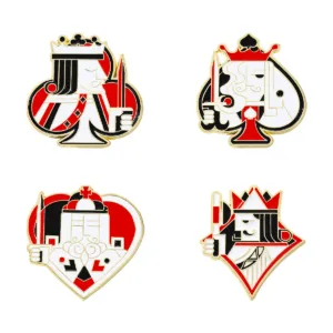Playing Card Enamel Pin Set – Four Suit Designs Playing Card Enamel Pin Set – Four Suit Designs