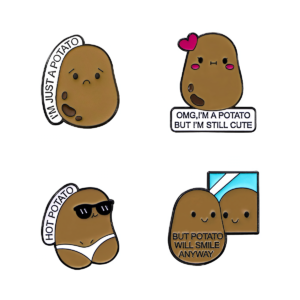Four Cartoon Potato Enamel Pins Set Four Cartoon Potato Enamel Pins Set
