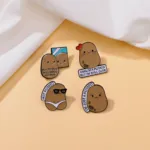 Potato Enamel Pins Flat Lay Display Potato Enamel Pins Flat Lay Display