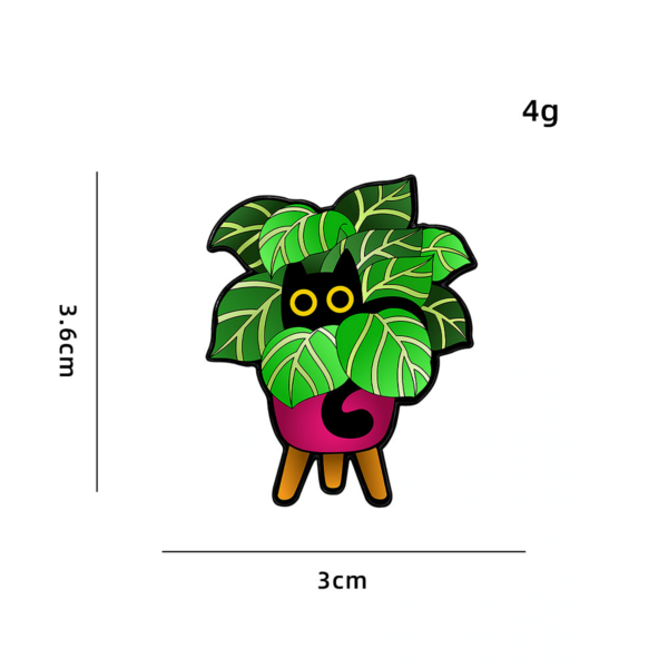Potted Plant Cat Enamel Pin – Black Cat in a Potted Plant