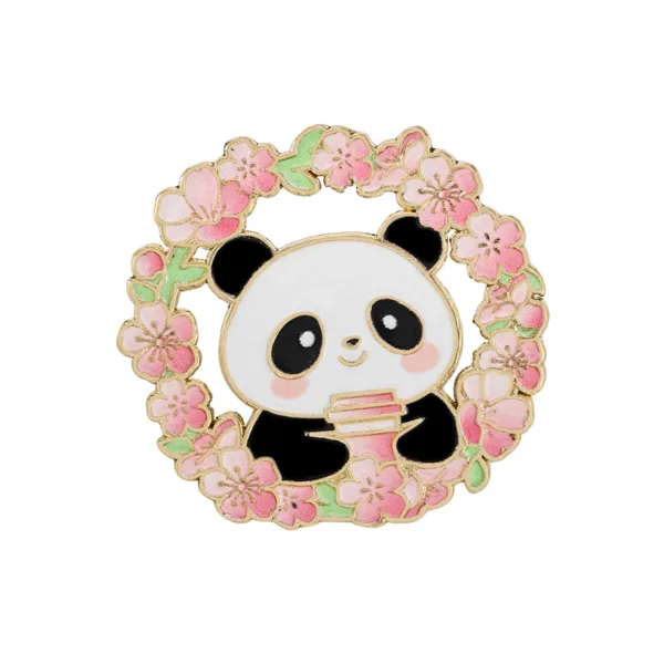 Sakura Panda Enamel Pin - Tea Wreath Design Sakura Panda Enamel Pin Tea Wreath Design