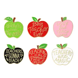 Teacher Enamel Pin Set - Apple Shaped Lapel Pins Teacher Enamel Pin Set Apple Shaped Lapel Pins