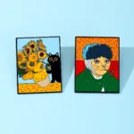 Van Gogh Cat Enamel Pins Side by Side Van Gogh Cat Enamel Pins Side by Side