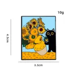 Sunflower Cat Enamel Pin – Van Gogh Sunflowers Parody