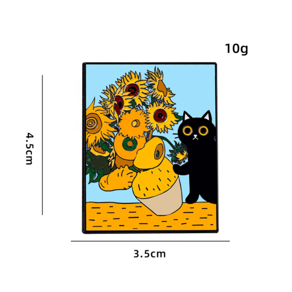 Sunflower Cat Enamel Pin – Van Gogh Sunflowers Parody Sunflower Cat Enamel Pin – Van Gogh Sunflowers Parody
