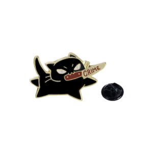 Black Cat Crime Enamel Pin – Front View