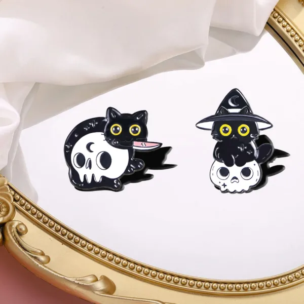 Black Cat Enamel Pins in Frame Black Cat Enamel Pins in Frame