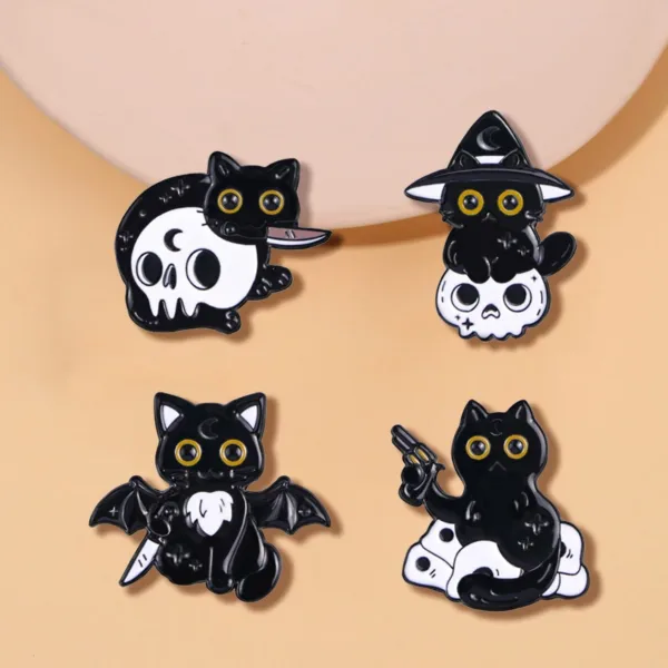 Black Cat Enamel Pin Set Collection Black Cat Enamel Pin Set Collection