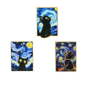 Black Cat Enamel Pin Set Starry Night Collection