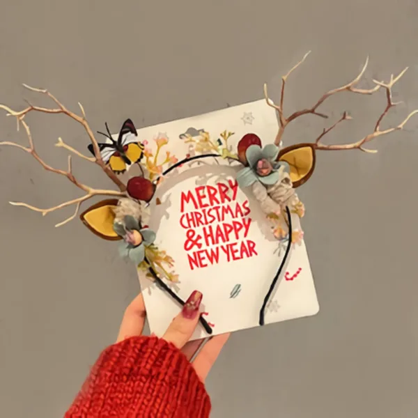 Butterfly Yellow Stamens Antlers Christmas Headband